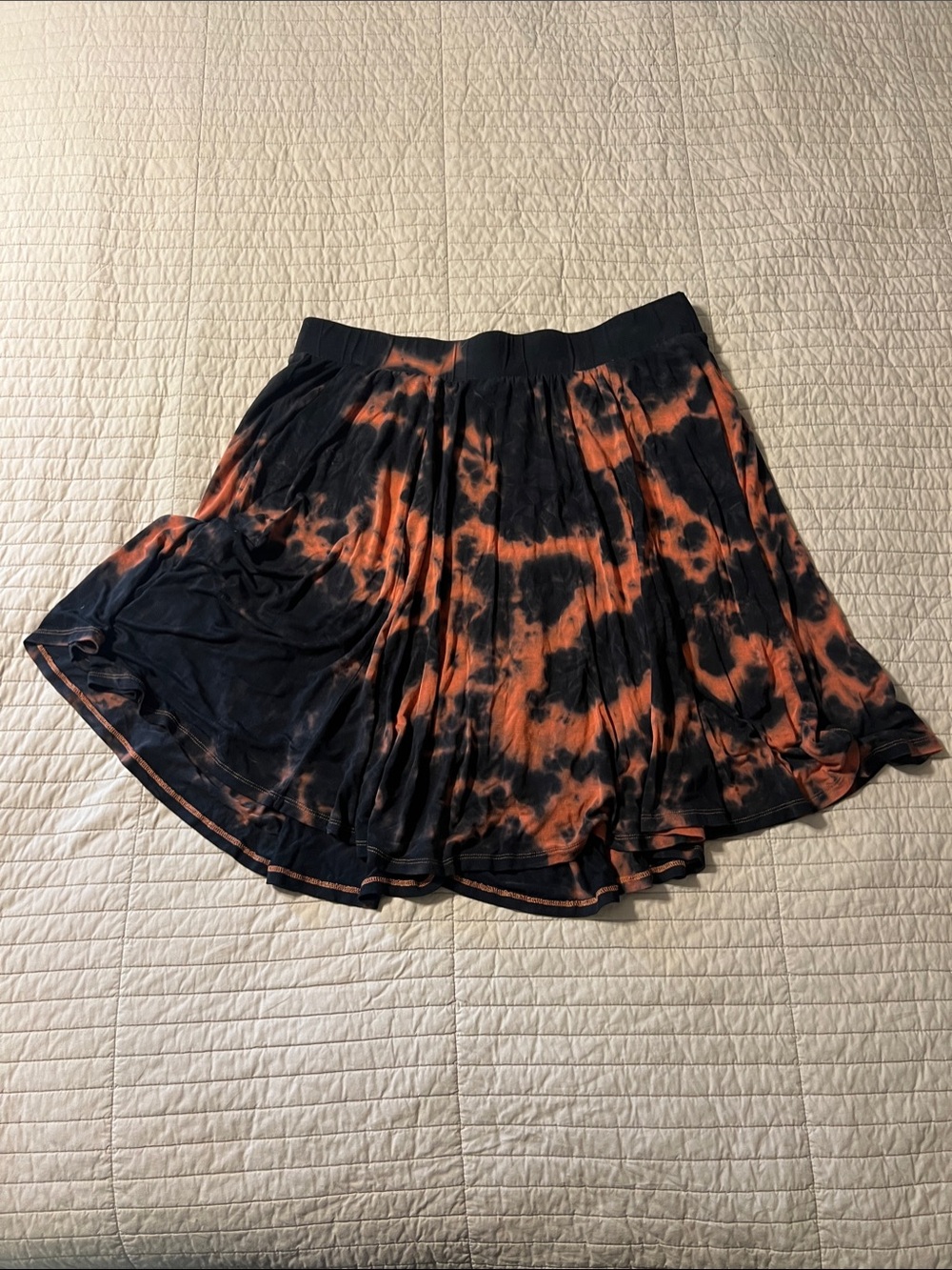 Tie-Dye Black and Orange Flowing Women’s Skirt with attached Shorts & Pockets